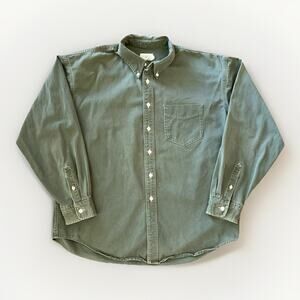 VTG 90s J Crew Oarsman Twill Button Up Work Shirt Men's Size XL Cotton Military